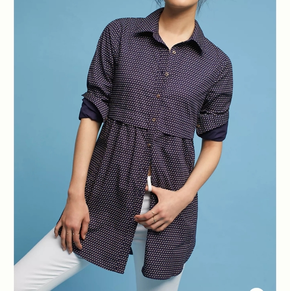 Anthropologie Tops - Maeve by Anthropologie Tunic Shirt Navy Size S
